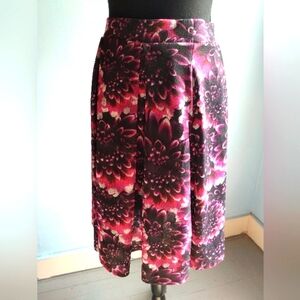 EUC Lularoe size XS black and pink floral pattern midi length skirt